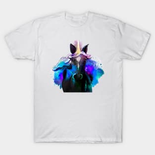 Watercolor Black Unicorn T-Shirt